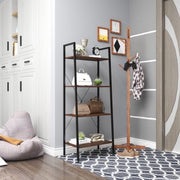 Bolt Edge Boekenkast - Industrieel - Donkerbruin - 4 Lagen - 60x35x148cm - Hout/Wit