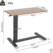 Laptoptafel Deluxe - Verstelbare Bijzettafel op Wieltjes - Hoogte 66-90cm - Voor Ontbijt en Bed - Vierkant/Rechthoekig
