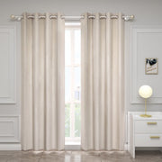 Happyment Gordijnen set Vida 2 stuks - Beige 140x225cm - Verduisterend - met Plooiband - Fluweel Isolerend