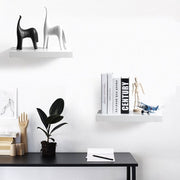 Wandplank Didi - Wit - 25cm - Wandrek - Zwevende wandplanken tegen muur - Wandrek - Fotoplank kinderkamer - Boekenplank - Hout MDF - Set van 2