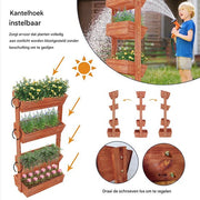 Tuinbed Tavien voor binnen en buiten - 4 lagen - Houten moestuin - Plantenbak - Tuibak voor bloemen - Tuinieren - 140x65cm