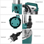 Vijverpomp - Waterpomp - Dompelpomp - Fonteinpomp - 1.100W - Voor Schoon en Vuil Water - Met Automatische Vlotterschakelaar - 16.500 L/u - Voor Zwembad, Vijver, Tuin & Overstromingskelder - Groen