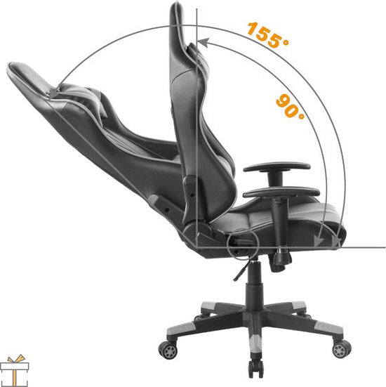 Happyment Luxe Gamestoel - Gaming stoel verstelbaar in hoogte - Chair - Ergonomische bureaustoel - Zwart/grijs