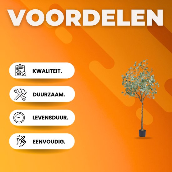 Kunstplant Eucalyptus - Kunstplanten voor binnen en buiten - Palmboom - In pot - Kunstbloemen - Geurloos 80x80x181 cm