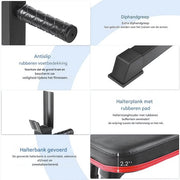 Multifunctionele Halterbank - Fitnessnank - Bench press - Bankdrukbank - Trainingsbank met Hulterrek, Opvouwbaar, Platte Bank en Squatrek - Tot 200 kg Capaciteit