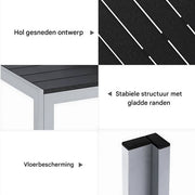 Tuintafel - Buitentafel - Eettafel buiten - Outdoor - Voor Tuin & Terras - Rechthoekige Aluminium Tafel met Metalen Lattenbodem -110x70x73 cm - Hout