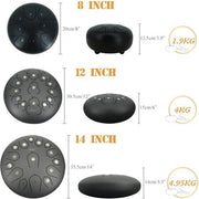 Happyment Stalen Tongdrum - Tongtrommel - Schijftrommel - Tong Drummer - Steel Tongue Drum - Klankschaal - Percussie Instrument - Handpan - Inclusief Drumsticks en Opbergtas - 8 Noten - 20cm - Goud