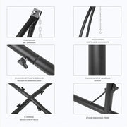 Metalen Hangstoel Hangmat C-Standaard - Egg hangstoel Chair - Schommel - Voor Buiten, Terras en Balkon - Schommelstandaard voor Veranda en Stoel - 150 kg Capaciteit - 360° Rotatie