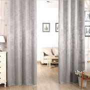 Happyment Gordijnen set deluxe met ruche - 2 stuks - Zilvergrijs 135x245cm - Verduisterend - Zwaar - met Plooiband - Fluweel - Thermisch - Isolerend