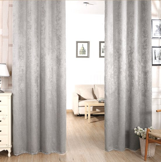 Happyment Gordijnen set deluxe met ruche - 2 stuks - Zilvergrijs 135x245cm - Verduisterend - Zwaar - met Plooiband - Fluweel - Thermisch - Isolerend