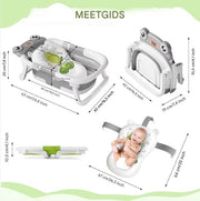 Babybadje Fioren - Lichtgrijs - Temperatuurweergave - Baby bad met standaard - Zitbad - Kinderbad - Opvouwbaar