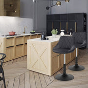 BoltEdge Barkruk - Industrial - Donkergrijs - Velvet - Verstelbaar - Met rugleuning - Set van 1