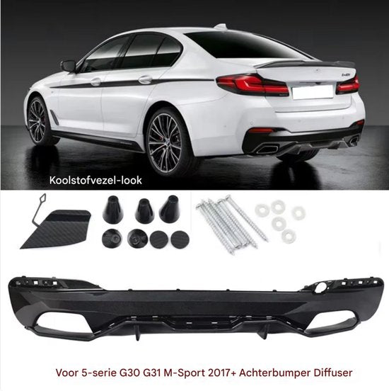 Achterbumper - Voor BMW 5-Serie G30 540i 2017-2020 - Auto accessoires - Diffuser - Carbon stijl