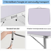 Opvouwbare Campingtafel 2,5ft - Klaptafel voor Picknick, Tuin & Eettafel - Verstelbare Hoogte - Draagbaar & Waterbestendig