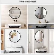 Ronde Spiegel - Moderne Wanddecoratie met Zwart Metalen Frame - Voor Badkamer, Slaapkamer, Woonkamer en Hal - Inclusief Ophangsysteem - 60x60cm