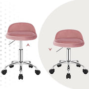 Luxe werkkruk - Op wielen - Roze - Zadelkruk - Kapperskruk - Tabouret draaikruk - Zonder rugleuning - Ergonomisch - Velvet