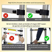 Telescopische Ladder Tavien - 3,8m - Uitschuifbare Multifunctionele Roestvrijstalen Ladder - Draagbare Stevige Zolderladder met EN131-standaard