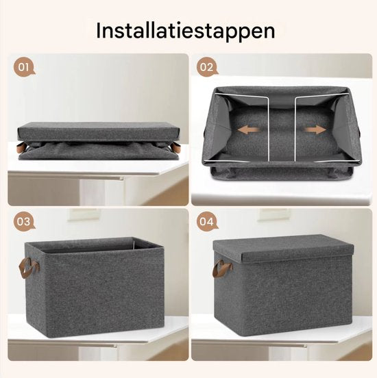 Opbergdozen Set van 3- Voor Kleding, Dekbed of Speelgoed - Opvouwbare Stoffen Opbergmand met Handvat en Deksel - 20L (3pcs)