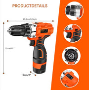Accuboormachine 21V - 25+1 Koppel - 2 Snelheden - Elektrische Schroevendraaierset - Inclusief Accessoirekit