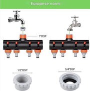 Tuinslangadapter Zyrell - Aansluit 4-set - Tuinspuit - Aansluitset - Slangsplitter met Klep voor Buitenirrigatie - Aluminiumlegering & ABS Connectoradapter