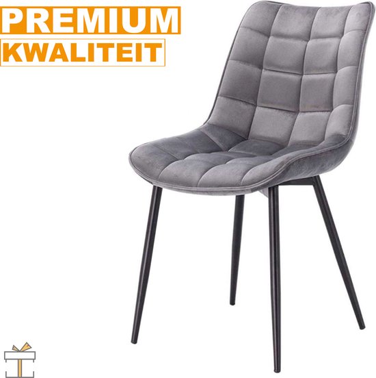 Happyment Luxe Eetkamerstoelen - Velvet Lichtgrijs - Woonkamerstoelen - Keukenstoelen - Kuipstoel - Set van 2, 4 of 6