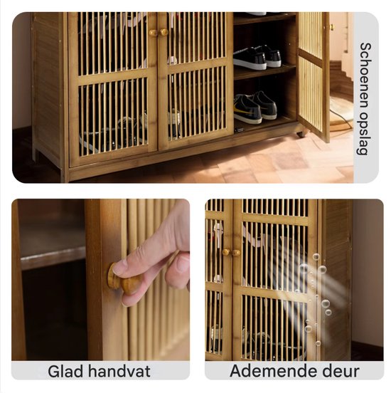 XXL Vintage Schoenenkast - Schoenenrek - 20 paar - Voor Entree - Met deuren