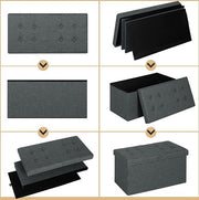 Bolt Edge Moderne Opbergbank - Donkergrijs - Met opbergruimte - Stof - 76x38x38cm