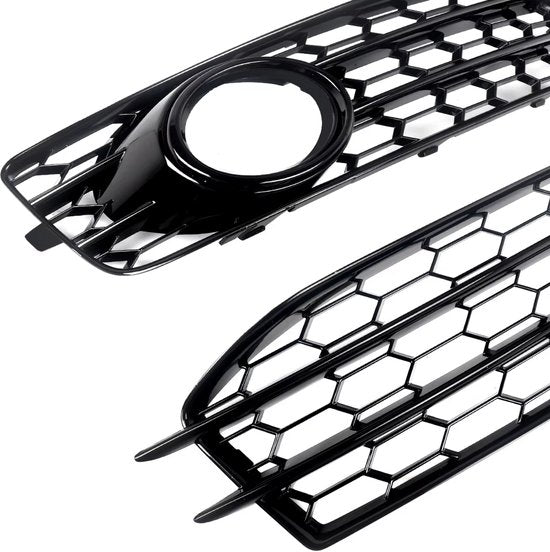 Voorbumper - Voor Audi A3 8P S-Line 2009-2012 - Auto accessoires - Mistlicht rooster - Gloss Zwart