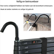 Telescopische Ladder Deluxe - 3,2m Aluminium - Multifunctionele Rechte Ladder met Antislipvoeten en 2 Haken - 150kg Capaciteit