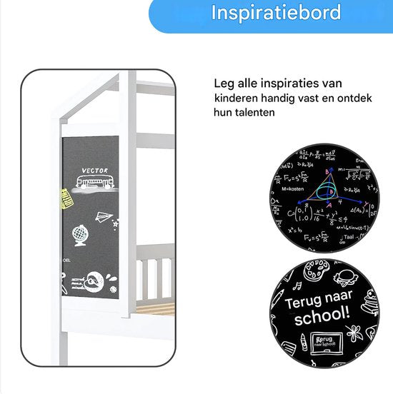 Kinderbed 90 x 200 cm - Voor Kinderen - Huisbed - Peuterbed - Met lattenbodem - Zonder matras