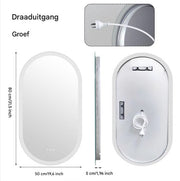 Ovale LED Badkamerspiegel Grandiose - Met verlichting - 50x100cm - Voor Badkamer - Wandmontage - Dimbaar licht