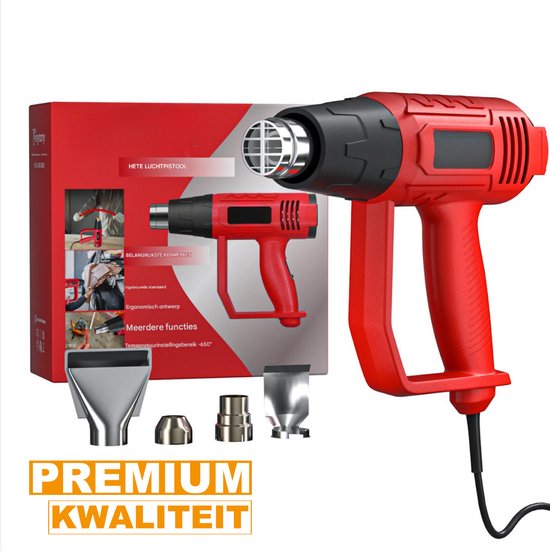 Warmtepistool Deluxe - 2000W Professionele Dubbele Temperatuurinstellingen 60℃-600℃ - Snelle Heteluchtpistoolset met 4 Nozzles