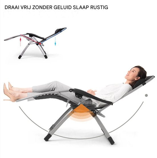 Tuinstoelen - Campingstoel - Ligstoel - Klapstoel - Voor outdoor, camping & tuin - Verstelbare rugleuning met bekerhouder - Draagbare ligstoel en fauteuil - Zwart - 1 stuk