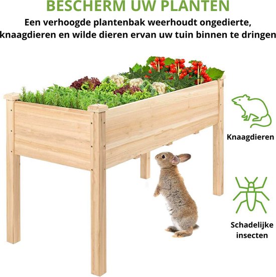 Frobin Plantenbak voor Buiten - Kweekbak - Bloembak Hout - Kweektafel - Plantenbakken voor Buiten - Kweekbakken Moestuin