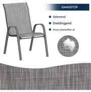 Tuinstoelen voor Buiten - Tuinstoelen met Teslin-stof Flex Comfort Materiaal en Staal-Ijzeren Frame, Hoge Rugleuning - Grijs - 6 stuks
