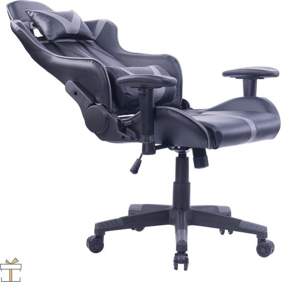 Happyment Luxe Gamestoel - Gaming stoel verstelbaar in hoogte - Chair - Ergonomische bureaustoel - Zwart/grijs