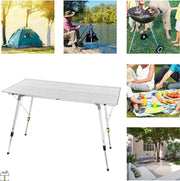 Happyment® Camping klaptafel - 4 personen - Inklapbaar - Picknicktafel - Verstelbaar in hoogte - Kinderen & volwassenen