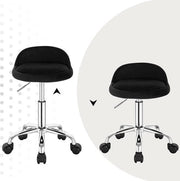 Luxe werkkruk - Op wielen - Zwart - Zadelkruk - Kapperskruk - Tabouret draaikruk - Zonder rugleuning - Ergonomisch - Velvet