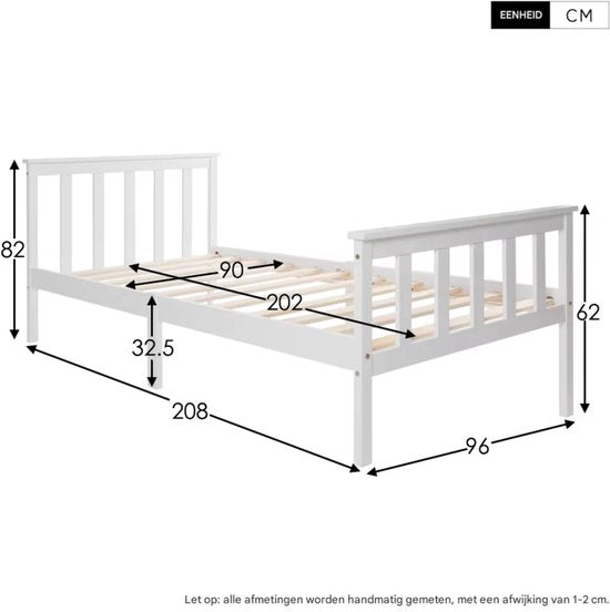 Eenpersoonsbed Tavien 90 x 200 cm - Voor Kinderen - Met lattenbodem - Zonder matras - Kinderbed