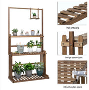 Houten plantenstandaard - 3 lagen - Bloemenrek - Bonsai plantenrek - Voor binnen & buitengebruik