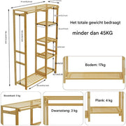 Kledingkast Elegance Bamboe - Kledingrek - Goud - Met kledingroede voor hal, slaapkamer of woonkamer - 91cm