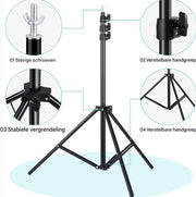 Achtergrondsysteem voor Fotostudio - Achtergrondstandaard - Achtergronddoek standaard - 3x2,6 m - In hoogte verstelbaar - Aluminium Zwart