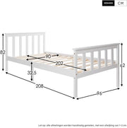 Eenpersoonsbed 90 x 200 cm - Voor Kinderen - Met lattenbodem - Zonder matras - Kinderbed