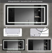 Badkamerspiegel Chateau - Met verlichting - 100x60cm - Spiegel voor Badkamer, Make-up & Wandmontage - Dimbaar licht