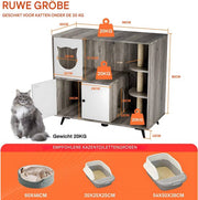 Grote Verborgen Kattenbakmeubilair Tavien - 3-Laags Planken met Kattenbakvanger - Kattenbakkast 100x92x50 cm voor de Woonkamer