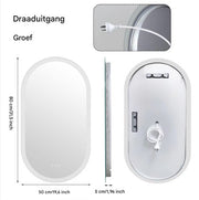 Ovale LED Badkamerspiegel - Met verlichting - 50x100cm - Voor Badkamer - Wandmontage - Dimbaar licht