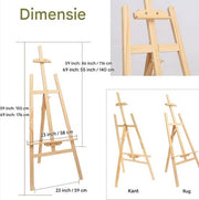 Schilder statief - A frame - Studio-ezel - Opvouwbaar Grenenhout - Verstelbare Display - Kunstenaar Kunstambacht - Tentoonstelling Bruiloft