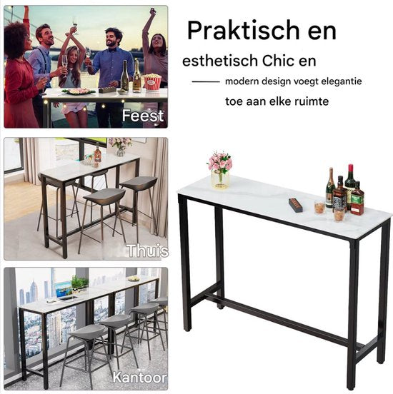 Bartafel Milano Tavien - 120cn - Voor binnen - Keuken en woonkamer - Marmer look - 4 to 6 personen - Donkergrijs
