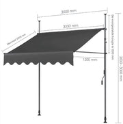 Handmatige Intrekbare Luifel Fioren - Zonneluifel - Niet-Schroef Buitenpatio Zonnescherm voor Terrasdeur en Raam - In Hoogte Verstelbaar Zonnescherm Onder Dak - 350 x 120 cm
