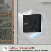 Wandgemonteerde Brievenbus - Met Krantenhouder, Deksel en Slot - Met Sleutel voor Buiten - Brievenbus voor Bedrijf en Tuin - Zwart